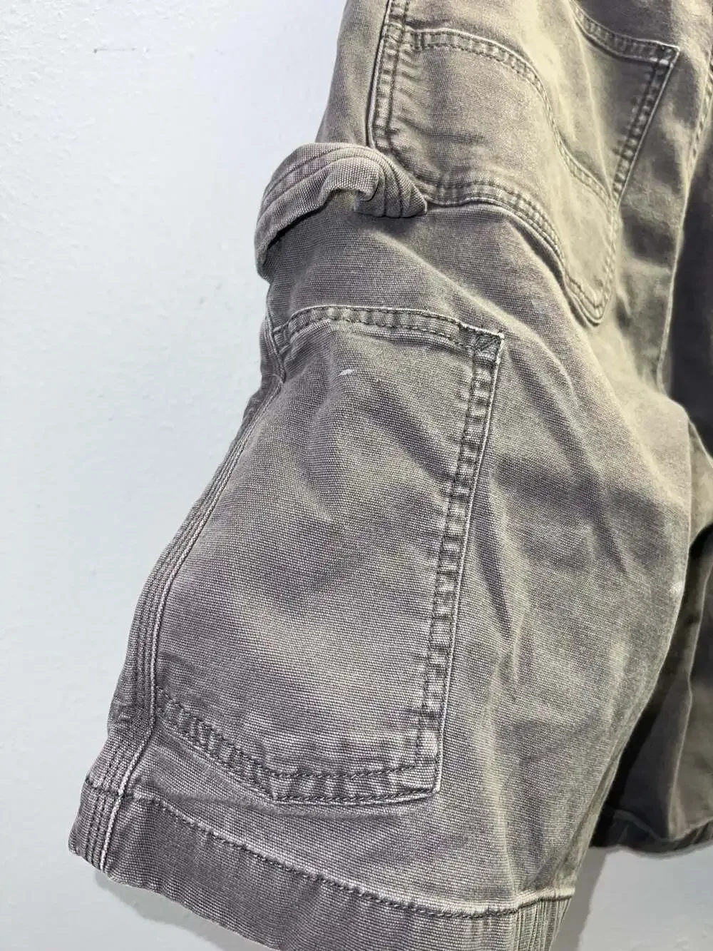 Carhartt Canvas Carpenter Shorts Mens 32 Gray Relaxed Fit Workwear Utility 0323